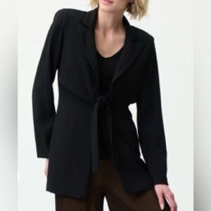 Joseph Ribkoff Black Tie-Front Blazer, Black, Notched Collar, Hip Length, 12